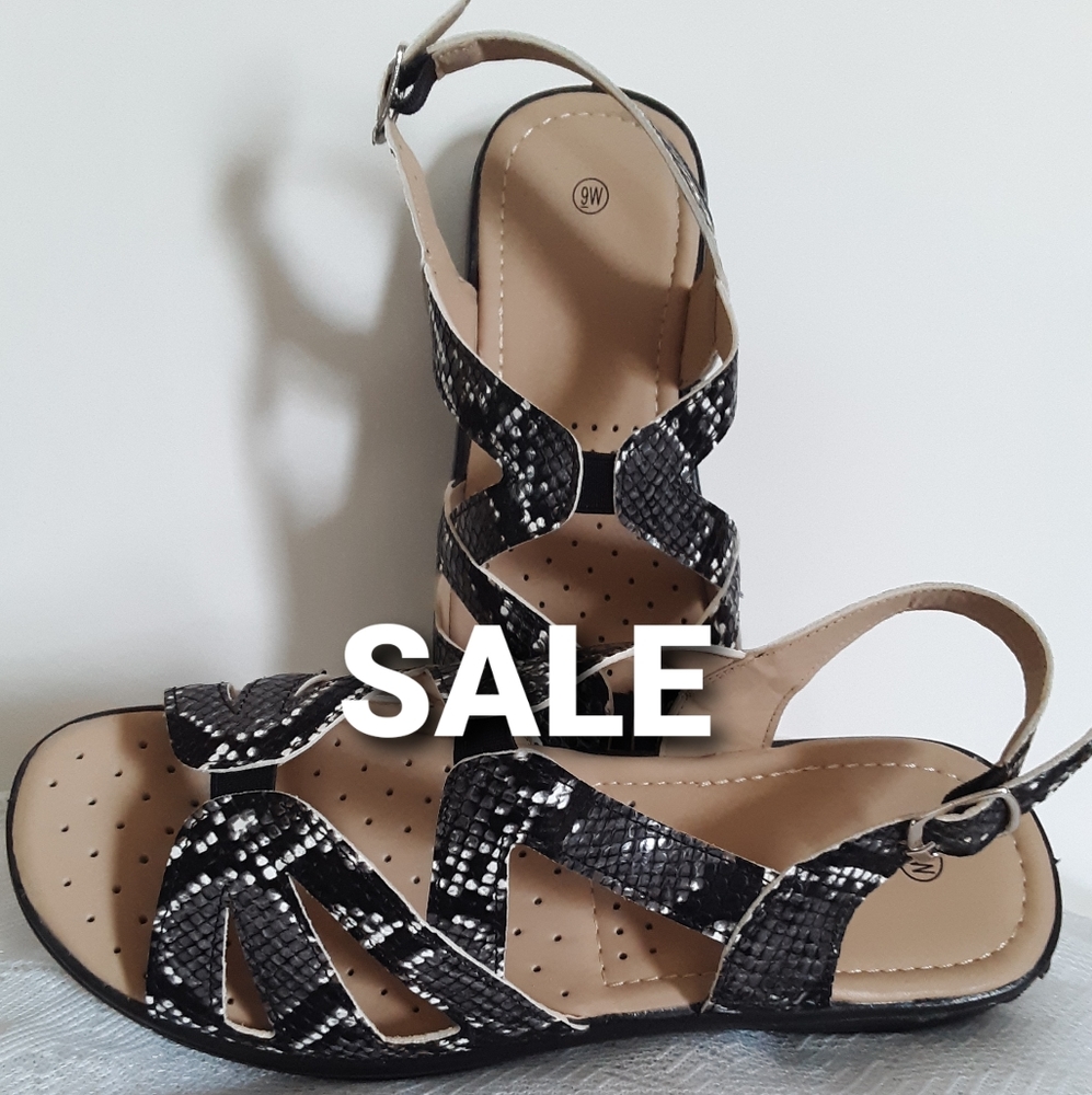 SALE today only. Ends 9pm Sunday Aug 28. Black animal print sandals